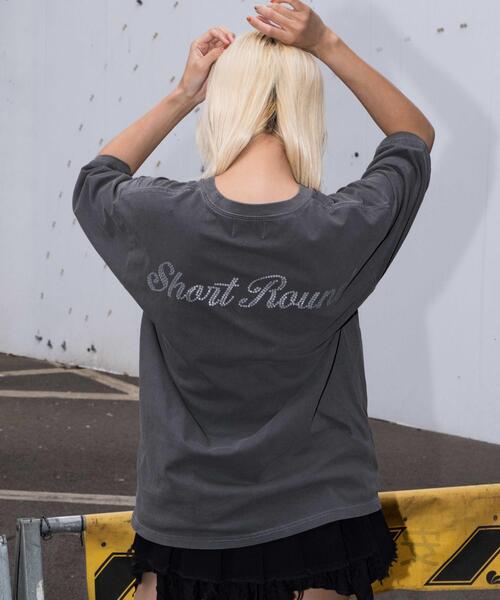SHORT ROUND(ショートラウンド)の「SHORT ROUND/ピグメントラメプリントT(Tシャツ/カットソー・メンズ・スミクロ・MEDIUM/LARGE)」の10枚目の写真
