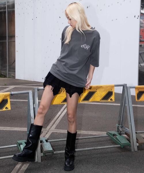 SHORT ROUND(ショートラウンド)の「SHORT ROUND/ピグメントラメプリントT(Tシャツ/カットソー・メンズ・スミクロ・MEDIUM/LARGE)」の12枚目の写真