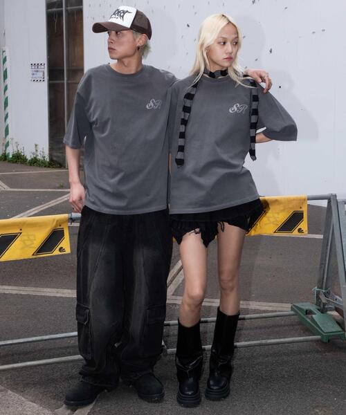 SHORT ROUND(ショートラウンド)の「SHORT ROUND/ピグメントラメプリントT(Tシャツ/カットソー・メンズ・スミクロ・MEDIUM/LARGE)」の14枚目の写真