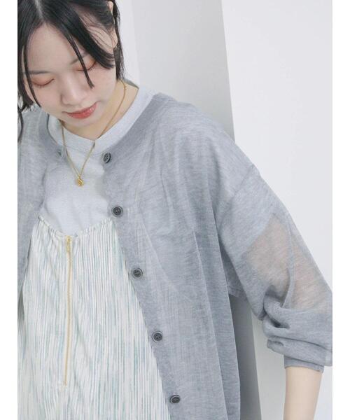 Samansa Mos2 blue（サマンサモスモスブルー）の「前後2wayシアーニットカーディガン（カーディガン/ボレロ・レディース・グレー/シルバーグレー/グリーン・F）」の16枚目の写真