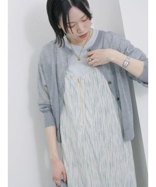 Samansa Mos2 blue（サマンサモスモスブルー）の「前後2wayシアーニットカーディガン（カーディガン/ボレロ・レディース・グレー/シルバーグレー/グリーン・F）」の19枚目の写真