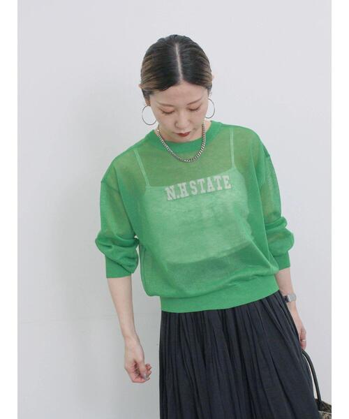 Samansa Mos2 blue（サマンサモスモスブルー）の「前後2wayシアーニットカーディガン（カーディガン/ボレロ・レディース・グレー/シルバーグレー/グリーン・F）」の22枚目の写真