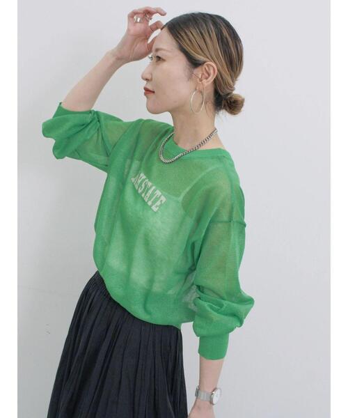 Samansa Mos2 blue（サマンサモスモスブルー）の「前後2wayシアーニットカーディガン（カーディガン/ボレロ・レディース・グレー/シルバーグレー/グリーン・F）」の4枚目の写真