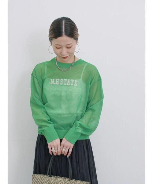 Samansa Mos2 blue（サマンサモスモスブルー）の「前後2wayシアーニットカーディガン（カーディガン/ボレロ・レディース・グレー/シルバーグレー/グリーン・F）」の6枚目の写真