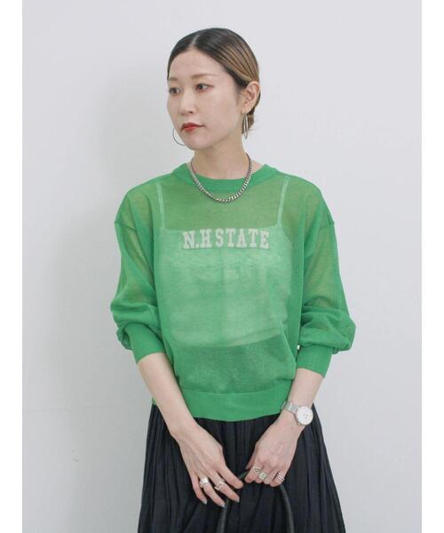 Samansa Mos2 blue（サマンサモスモスブルー）の「前後2wayシアーニットカーディガン（カーディガン/ボレロ・レディース・グレー/シルバーグレー/グリーン・F）」の8枚目の写真