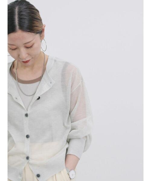 Samansa Mos2 blue（サマンサモスモスブルー）の「前後2wayシアーニットカーディガン（カーディガン/ボレロ・レディース・グレー/シルバーグレー/グリーン・F）」の11枚目の写真