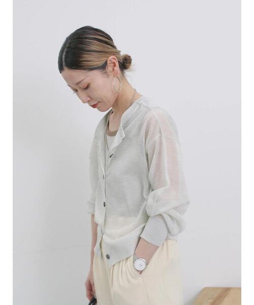 Samansa Mos2 blue（サマンサモスモスブルー）の「前後2wayシアーニットカーディガン（カーディガン/ボレロ・レディース・グレー/シルバーグレー/グリーン・F）」の13枚目の写真