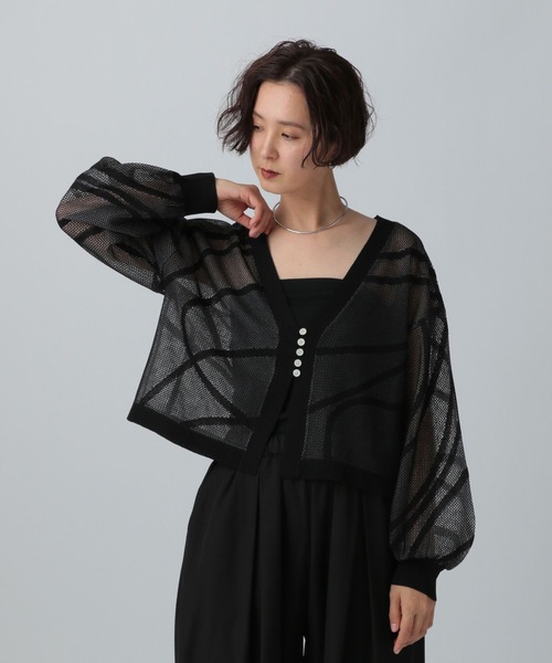 LEPSIM（レプシィム）の「12ゲージニュアンス柄カーディガン　329498（カーディガン/ボレロ・レディース・ブラック/オフホワイト/ブルー・FREE）」の2枚目の写真