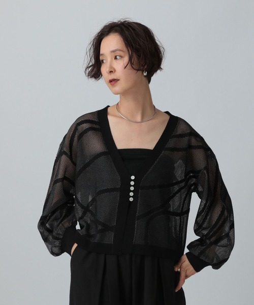 LEPSIM（レプシィム）の「12ゲージニュアンス柄カーディガン　329498（カーディガン/ボレロ・レディース・ブラック/オフホワイト/ブルー・FREE）」の4枚目の写真