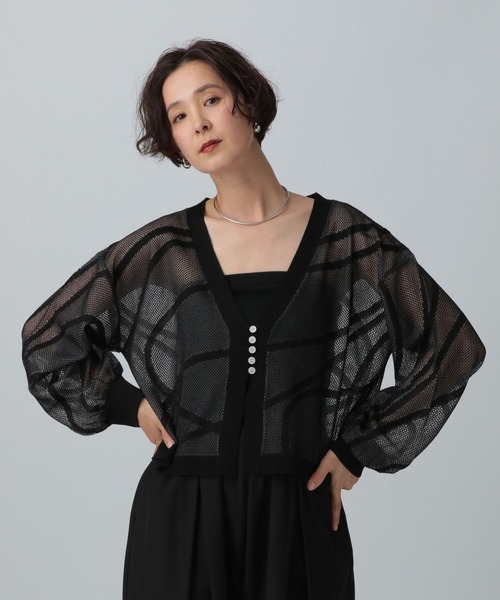 LEPSIM（レプシィム）の「12ゲージニュアンス柄カーディガン　329498（カーディガン/ボレロ・レディース・ブラック/オフホワイト/ブルー・FREE）」の5枚目の写真