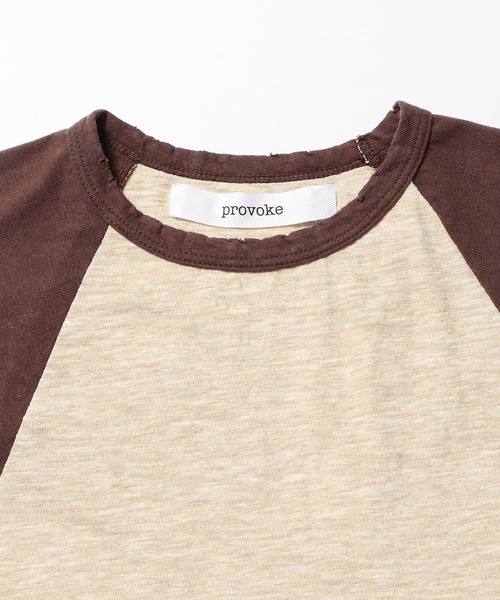 PROVOKE (プロヴォーク)の「PROVOKE/プロヴォーク ラグランノースリーブTシャツ(Tシャツ/カットソー・レディース・グレー/ブラウン・FREE)」の3枚目の写真