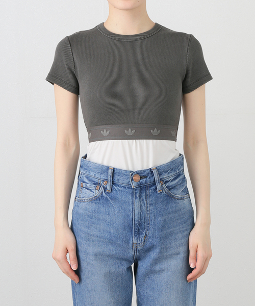 adidas(アディダス)の「adidas/アディダス ショートスリーブリブTシャツ(Tシャツ/カットソー・レディース・ブラック/アイボリー・MEDIUM)」の14枚目の写真