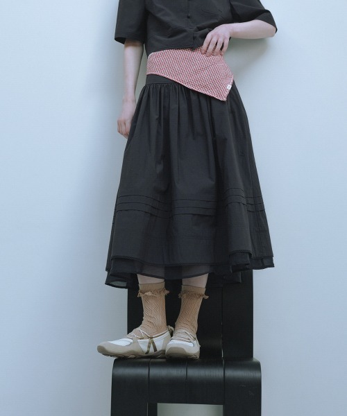 clor(クロル)の「COTTON FLARE SKIRT(スカート・レディース・ブルー/ホワイト/ネイビー・M/S)」の3枚目の写真