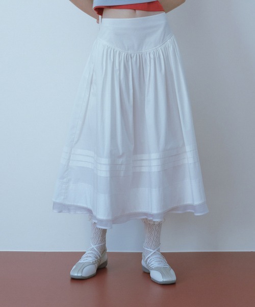 clor(クロル)の「COTTON FLARE SKIRT(スカート・レディース・ブルー/ホワイト/ネイビー・M/S)」の2枚目の写真