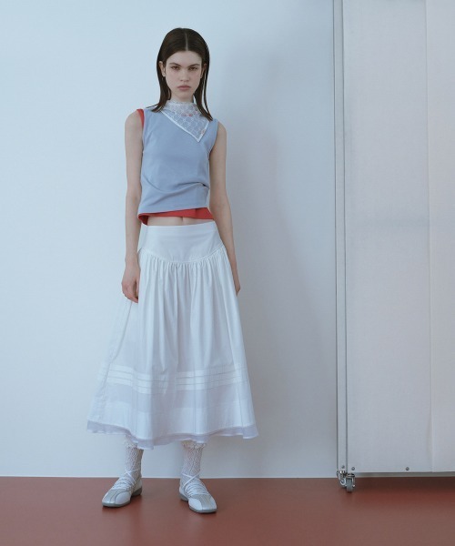 clor(クロル)の「COTTON FLARE SKIRT(スカート・レディース・ブルー/ホワイト/ネイビー・M/S)」の9枚目の写真