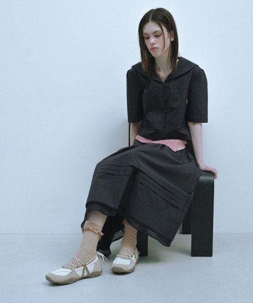clor(クロル)の「COTTON FLARE SKIRT(スカート・レディース・ブルー/ホワイト/ネイビー・M/S)」の18枚目の写真