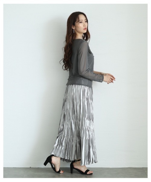 Sawa a la mode(サワアラモード)の「シアーボートネックプルオーバー(Tシャツ/カットソー・レディース・ブラック/オフホワイト/グレー・FREE)」の22枚目の写真