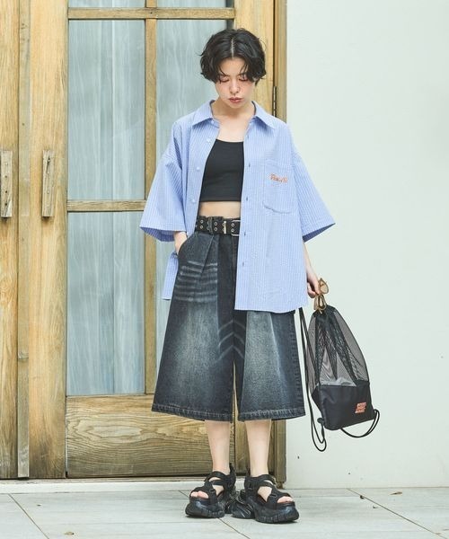 PAGEBOY（ページボーイ）の「【サウナボーイ×LIMMY CAT】ストライプサマーシャツ《UNISEX》（シャツ/ブラウス・レディース・サックスブルー・MEDIUM/LARGE）」の12枚目の写真