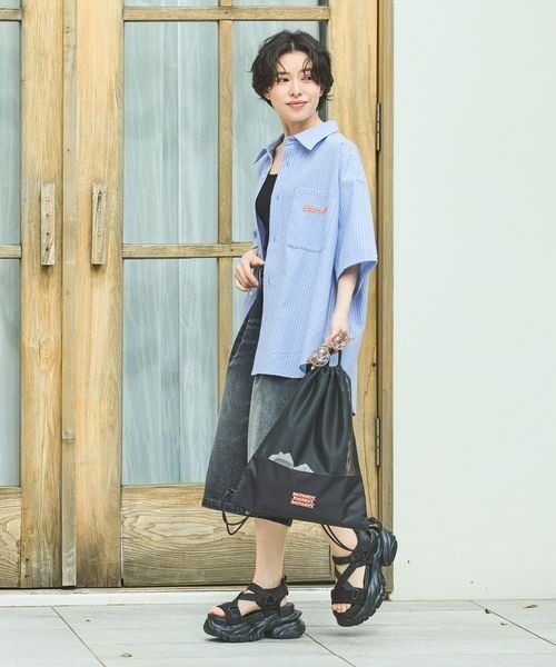 PAGEBOY（ページボーイ）の「【サウナボーイ×LIMMY CAT】ストライプサマーシャツ《UNISEX》（シャツ/ブラウス・レディース・サックスブルー・MEDIUM/LARGE）」の13枚目の写真