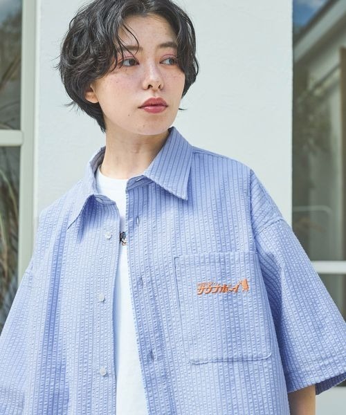 PAGEBOY（ページボーイ）の「【サウナボーイ×LIMMY CAT】ストライプサマーシャツ《UNISEX》（シャツ/ブラウス・レディース・サックスブルー・MEDIUM/LARGE）」の18枚目の写真