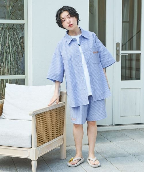 PAGEBOY（ページボーイ）の「【サウナボーイ×LIMMY CAT】ストライプサマーシャツ《UNISEX》（シャツ/ブラウス・レディース・サックスブルー・MEDIUM/LARGE）」の21枚目の写真