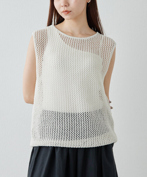 Drawing Numbers ニット・セーター レディース ドローイングナンバーズ 中古　古着 Drawing Numbers】ワシメッシュリラックスノースリーブニット