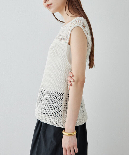 【美品】Drawing Numbersワシメッシュリラックスノースリーブニット Drawing Numbers】ワシメッシュリラックスノースリーブニット