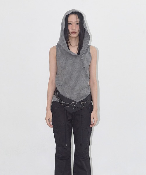 FANCY CLUB/ファンシークラブ BIRD COWL SLEEVELESS フードトップス（T