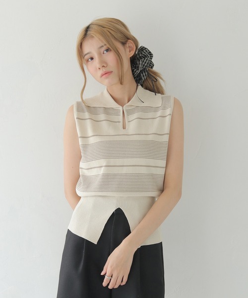 CLEIO(クレイオ)の「【CLEIO】ボーダーノースリーブニット BORDER SLEEVELESS KNIT/986-13612(ニット/セーター・レディース・アイボリー/ネイビー/レッド・FREE)」の17枚目の写真