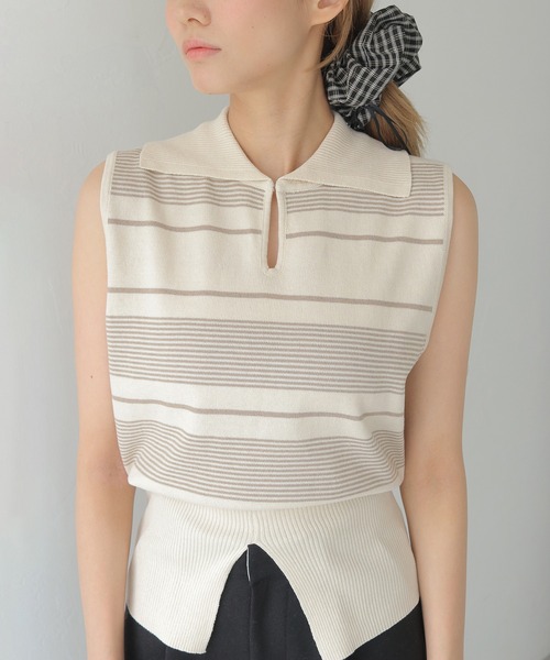 CLEIO(クレイオ)の「【CLEIO】ボーダーノースリーブニット BORDER SLEEVELESS KNIT/986-13612(ニット/セーター・レディース・アイボリー/ネイビー/レッド・FREE)」の18枚目の写真
