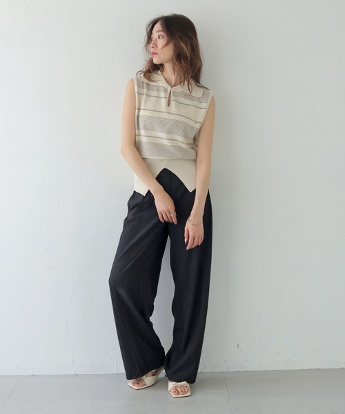 CLEIO(クレイオ)の「【CLEIO】ボーダーノースリーブニット BORDER SLEEVELESS KNIT/986-13612(ニット/セーター・レディース・アイボリー/ネイビー/レッド・FREE)」の10枚目の写真