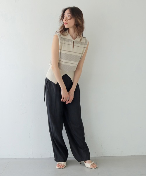 CLEIO(クレイオ)の「【CLEIO】ボーダーノースリーブニット BORDER SLEEVELESS KNIT/986-13612(ニット/セーター・レディース・アイボリー/ネイビー/レッド・FREE)」の12枚目の写真