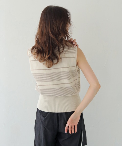 CLEIO(クレイオ)の「【CLEIO】ボーダーノースリーブニット BORDER SLEEVELESS KNIT/986-13612(ニット/セーター・レディース・アイボリー/ネイビー/レッド・FREE)」の9枚目の写真