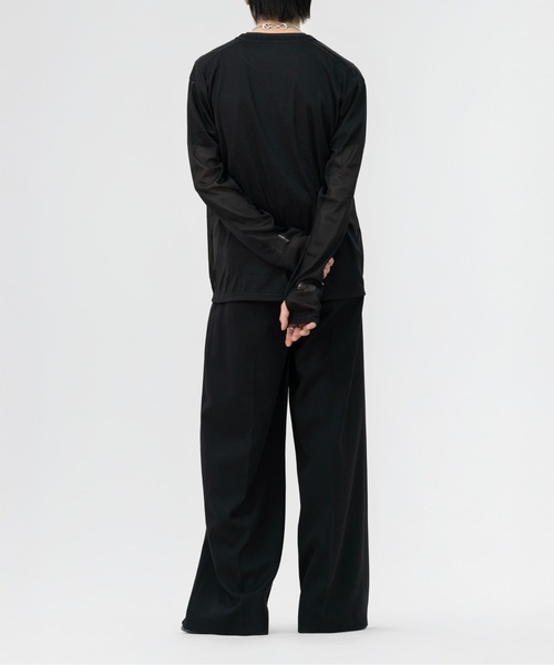 LAPIIS(ラピス)の「SLEEVE LAYERED SHEER SHIRT(Tシャツ/カットソー・メンズ・ブラック/ブラウン・MEDIUM/LARGE)」の6枚目の写真