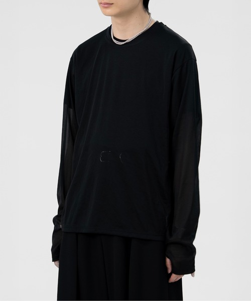 LAPIIS(ラピス)の「SLEEVE LAYERED SHEER SHIRT(Tシャツ/カットソー・メンズ・ブラック/ブラウン・MEDIUM/LARGE)」の8枚目の写真
