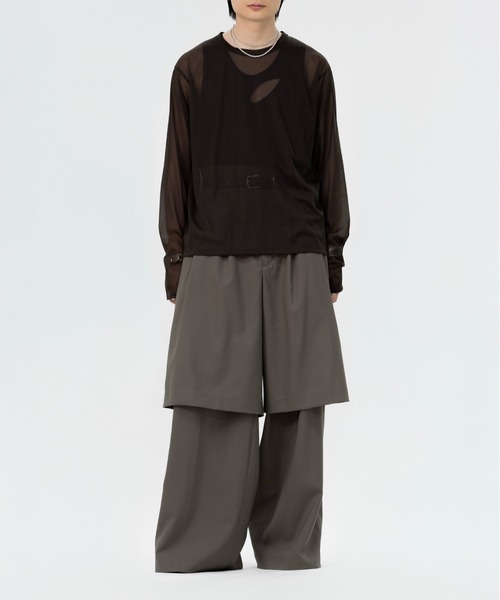 LAPIIS(ラピス)の「SLEEVE LAYERED SHEER SHIRT(Tシャツ/カットソー・メンズ・ブラック/ブラウン・MEDIUM/LARGE)」の14枚目の写真