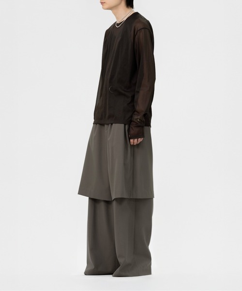 LAPIIS(ラピス)の「SLEEVE LAYERED SHEER SHIRT(Tシャツ/カットソー・メンズ・ブラック/ブラウン・MEDIUM/LARGE)」の15枚目の写真