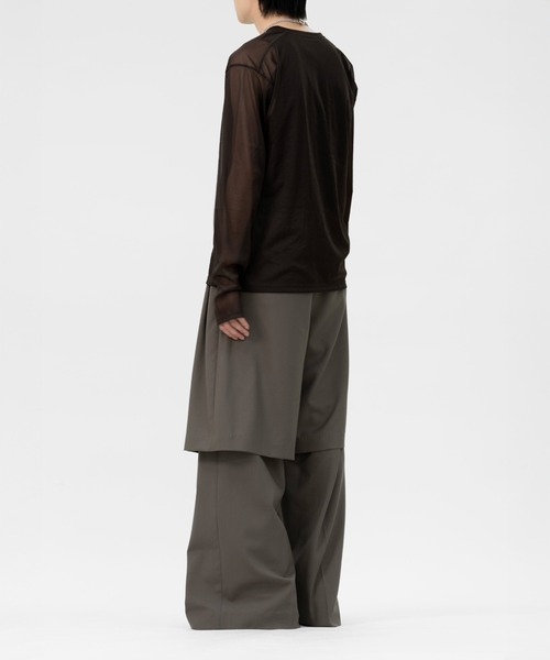 LAPIIS(ラピス)の「SLEEVE LAYERED SHEER SHIRT(Tシャツ/カットソー・メンズ・ブラック/ブラウン・MEDIUM/LARGE)」の16枚目の写真