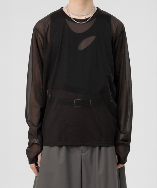 LAPIIS(ラピス)の「SLEEVE LAYERED SHEER SHIRT(Tシャツ/カットソー・メンズ・ブラック/ブラウン・MEDIUM/LARGE)」の17枚目の写真