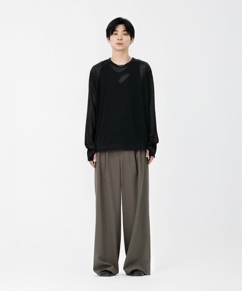 LAPIIS(ラピス)の「SLEEVE LAYERED SHEER SHIRT(Tシャツ/カットソー・メンズ・ブラック/ブラウン・MEDIUM/LARGE)」の11枚目の写真