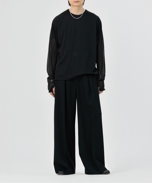LAPIIS(ラピス)の「SLEEVE LAYERED SHEER SHIRT(Tシャツ/カットソー・メンズ・ブラック/ブラウン・MEDIUM/LARGE)」の3枚目の写真