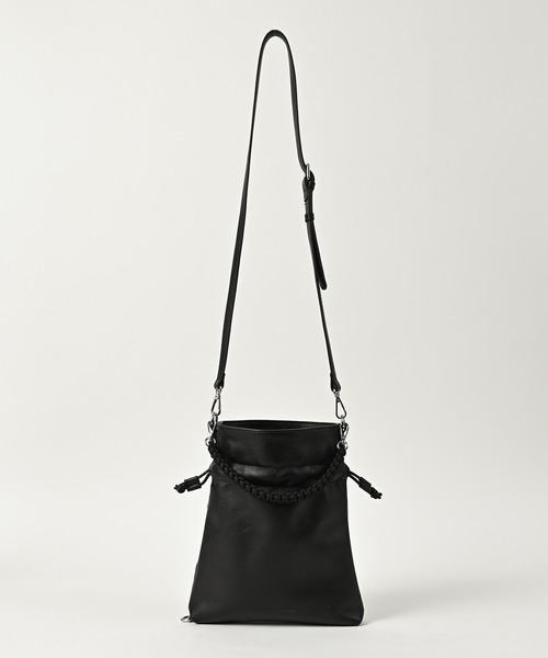 ADAM PATEK（アダムパテック）の「【ADAMPATEK】new shrink leather drawstring mini bag/レザー巾着ミニバッグ(AP2519037)（ハンドバッグ・レディース・ブラック・FREE）」の3枚目の写真