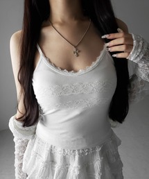 【 3color 】ダブルレース切替リブキャミソール / double lace switching ribbed camisole