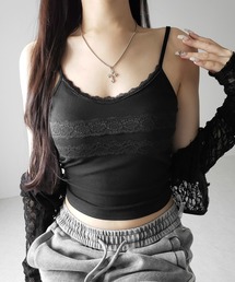 【 3color 】ダブルレース切替リブキャミソール / double lace switching ribbed camisole