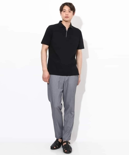 a.v.v(アーヴェヴェ)の「【接触冷感/UVカット】シルケットスムースポロシャツ(Tシャツ/カットソー・メンズ・ブラック/ネイビー/ホワイト・46/48/50)」の4枚目の写真