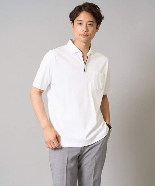 a.v.v(アーヴェヴェ)の「【接触冷感/UVカット】シルケットスムースポロシャツ(Tシャツ/カットソー・メンズ・ブラック/ネイビー/ホワイト・46/48/50)」の8枚目の写真