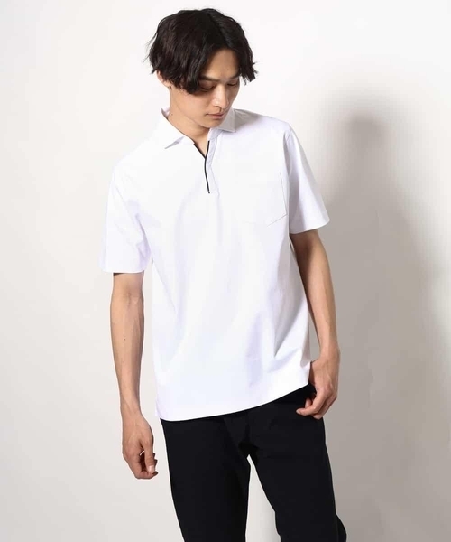 a.v.v(アーヴェヴェ)の「【接触冷感/UVカット】シルケットスムースポロシャツ(Tシャツ/カットソー・メンズ・ブラック/ネイビー/ホワイト・46/48/50)」の11枚目の写真