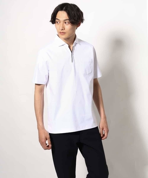 a.v.v(アーヴェヴェ)の「【接触冷感/UVカット】シルケットスムースポロシャツ(Tシャツ/カットソー・メンズ・ブラック/ネイビー/ホワイト・46/48/50)」の12枚目の写真