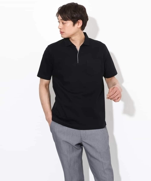 a.v.v(アーヴェヴェ)の「【接触冷感/UVカット】シルケットスムースポロシャツ(Tシャツ/カットソー・メンズ・ブラック/ネイビー/ホワイト・46/48/50)」の14枚目の写真