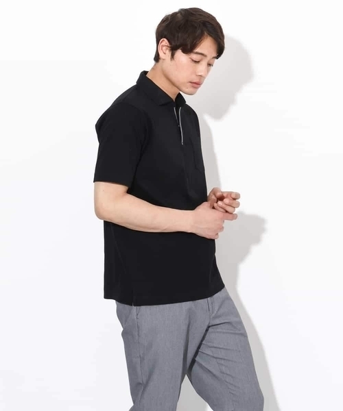 a.v.v(アーヴェヴェ)の「【接触冷感/UVカット】シルケットスムースポロシャツ(Tシャツ/カットソー・メンズ・ブラック/ネイビー/ホワイト・46/48/50)」の15枚目の写真